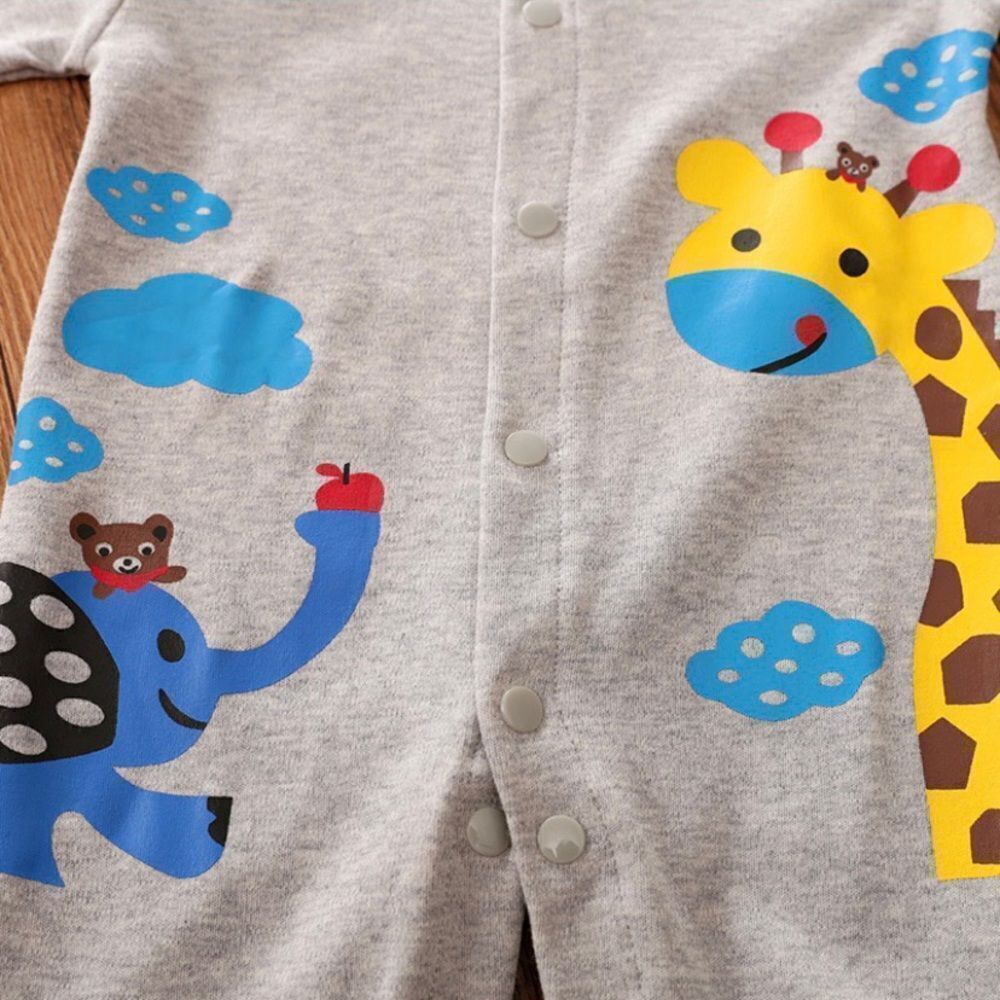 NEW Size 3-6 months, boys one piece giraffe jumpsuit, gray, Baby shower gift - Picture 4 of 5